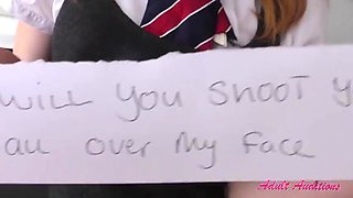 British Teen Georgia Gives Intense Blowjob & Gets Facial in School Uniform POV