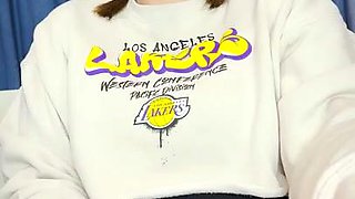 Amateur blonde teen sucks cock in POV in bathroom