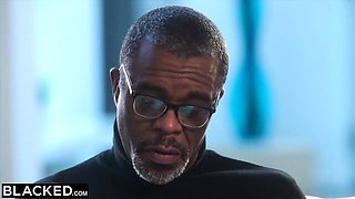 Richard Mann and Amber Moore's blowjob clip by Blacked.Com