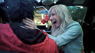 Blond babe Kenzie devours Louie's huge dick in HD