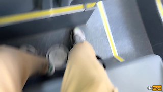 Caught Bus Conductor Hotwife Passengers and Boinked Him Jizm in Slit