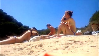 four topless college girl at the beach