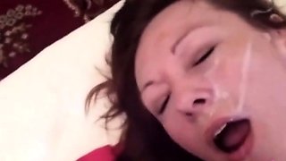 Amateur Russian Girl Facialed at Home