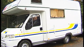 Sexy girl gets fucked after blowjob inside the delivery van