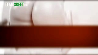 Muscular stud smacks hot mexican Havana Bleu's phat bum before covering her face with gigantic sperm