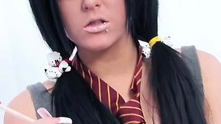 Hot Pigtails Teen Stacey Lacey Is a Naughty College Girl Addicted to Threesomes with Hung Big White Cock Studs