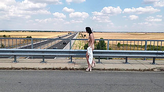 Slave Tih Is Punished to Show His Naked Pussy on the Highway
