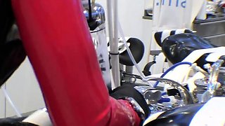 Peeing blonde fetish babe uses toy in her tight pussy