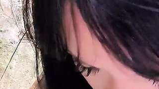 Adorable Girl Has Deep Oral Sex and Plays with Her Vagina in Public - POV