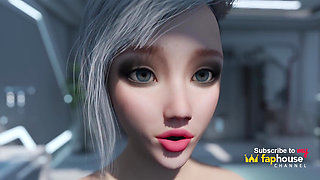 Nexus-3 Orbit Station Meta Gives Sloppy Blowjob, Deepthroat & Hard Doggystyle Assfuck Until Cum on Tits