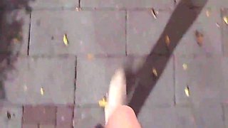 T-model Ting Xuan outdoor urinate and getting off, then jism on her wonderful gams