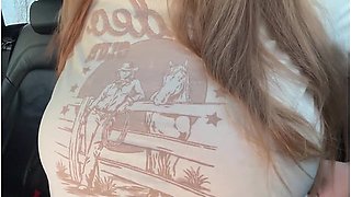 Chubby Vikky With Huge Natural Tits Rides A Dildo In A Car And Gets An Orgasm