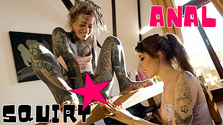 Intimate Goth Girl's Ink'd Asshole Stretching
