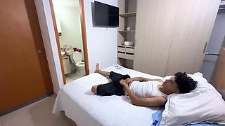 Cuckold Stepdad Secretly Busts a Nut Watching Stepson Fuck His Wife