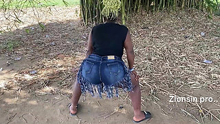 African Ebony Sexy Black Girl Dances in Public with Laughter