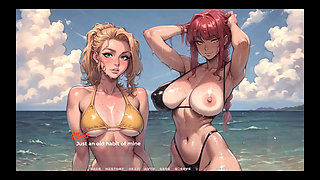 My New Girlfriend Taboo Hentai Game Ep.26 Naughty Step Sisters Going Topless at the Beach!