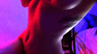 Brunette amateur babe strips off and masturbates