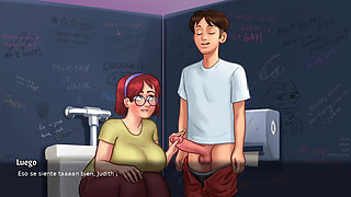 Sex games with my best friend in the college bathroom without anyone knowing - summertime saga