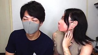 Japanese Couples First Threesome!! Teasing Handjobs Swinging Hips In Missonary Position And Cum