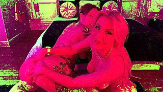 Two horny lesbians with big boobs masturbating under shower