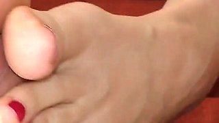 Feet Teasing, Footjob and Handjob After Photo Shoot with Huge Cum on Wrinkled Soles POV Video