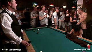 Bound hot slut fucked in pool bar