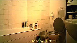 Cute teen gets caught on a toilet and in bath