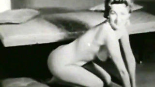 Vintage brunette stripper dancing