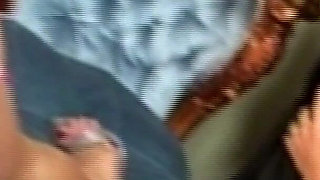 Brunette Babes Deepthroat and Fuck on Velvet Sofa