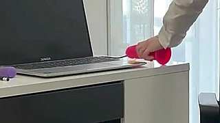 Busty Secretary Masturbates in the Office and Squirts!