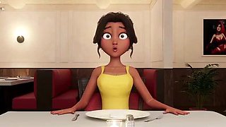Intimate Service - Restaurant Bliss - Huge-boobed Waitress Deep throats Transgirl Beef whistle Under Table