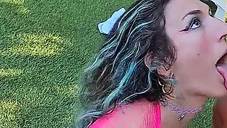 Hot Tattooed Girl Gets Fucked in the Campsite Pool