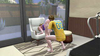 College girl joins the team and gets fucked by the coach in the gym. The Sims