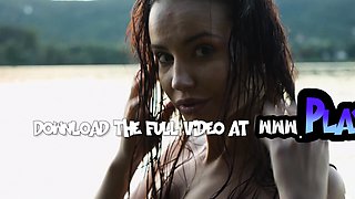Czech teen Elilith posing naked at beach