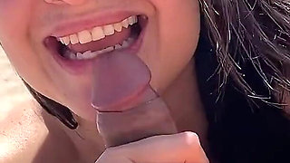 Fans Peeping Me Giving a Blowjob on a Public Nudist Beach