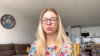 Platinum-blonde, dominant woman, podcast