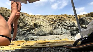 BLONDE MILF PUBLIC SEX AND MASTURBATION ON THE BEACH