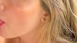 Sara Blonde Sexy Big Tits Columbian Hottie POV Deepthroat and Swallow Blowjob