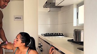 I have passionate sex in the kitchen with my roommate