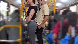 Young whore student gets fucked by an older guy right on the bus in public