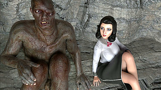 Giant Caveman Fucked and Creampied Sexy Elizabeth Bas
