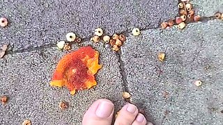 Foot fetish rimming for blonde outdoors