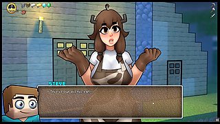 Romantic outdoor sex under the moonlight in HornyCraft Minecraft parody