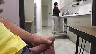 Jerking While Watching My Stepmom In The Kitchen