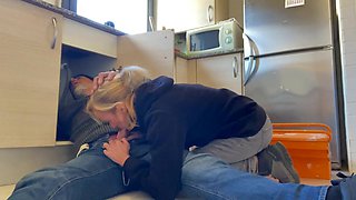 Blond mommy Gives Plumber A sweet Blowjob