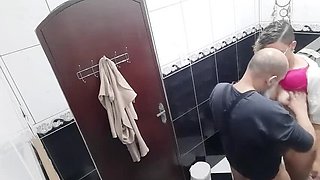 Lesbian Agent Fucks and Sucks in Coffee Shop Bathroom for Money - POV Blowjob & Cum in Mouth