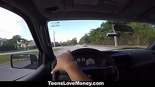 Teenslovemoney - huge boobed babe (Ashley Adams) gets towed, pounded and paid!