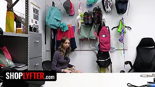 Nerdy lady Breezy Bri gets dominated in the backroom for stealing from the wrong shop - shoplyfter