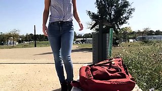 Ivy Roses - Public Park Bench Naked Dildo Ride