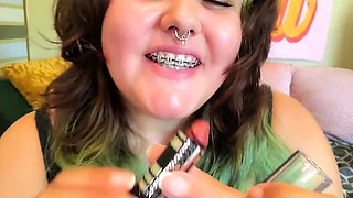 Messy Mouth Play with Braces Lipstick Fetish